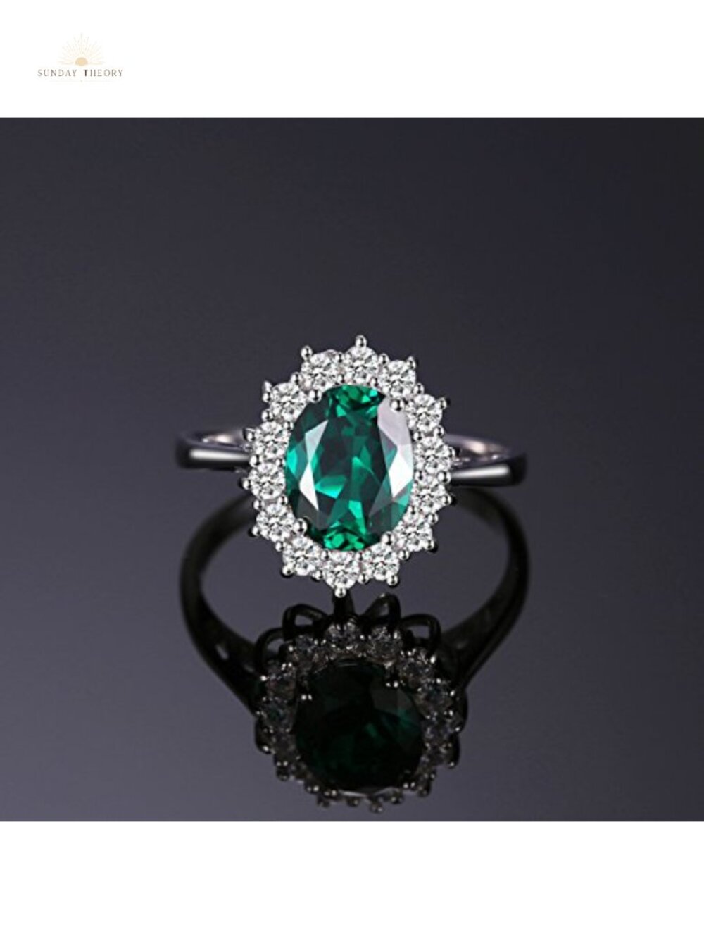 Sterling Silver Halo Engagement Ring for Women AAA Gemstone - Picture 2 of 6